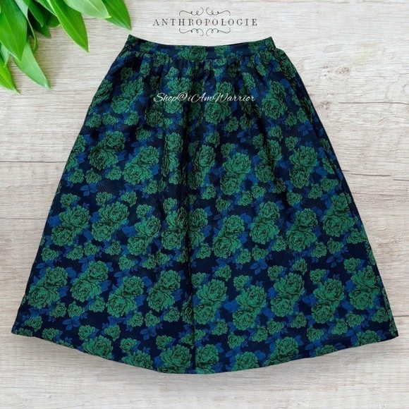 Anthropologie NWT metallic floral a-line midi skirt *shop@iamwarrior - Picture 6 of 12